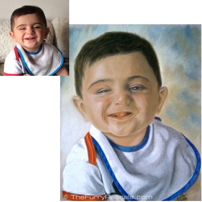 Childrens portrait in soft pastels, Christos - The Furry Rascals Cyprus
